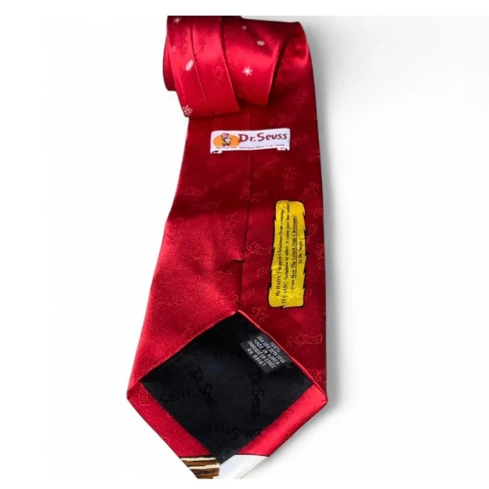 Dr Seuss The Grinch Stole Christmas Red Silk Necktie Holiday‎ Festive